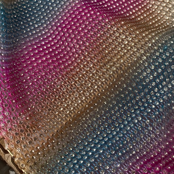 FINAL PRICE Rainbow Rhinestone Mesh Chain Top festival rave colorful diamanté - Picture 4 of 4